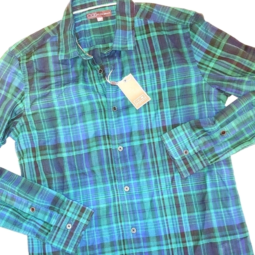 NWT Ike Behar Plaid Button Shirt S